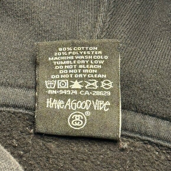 Stussy Hoodie Mens Small Black USA Worldwide Streetwear Skate Sweatshirt - Picture 7 of 9